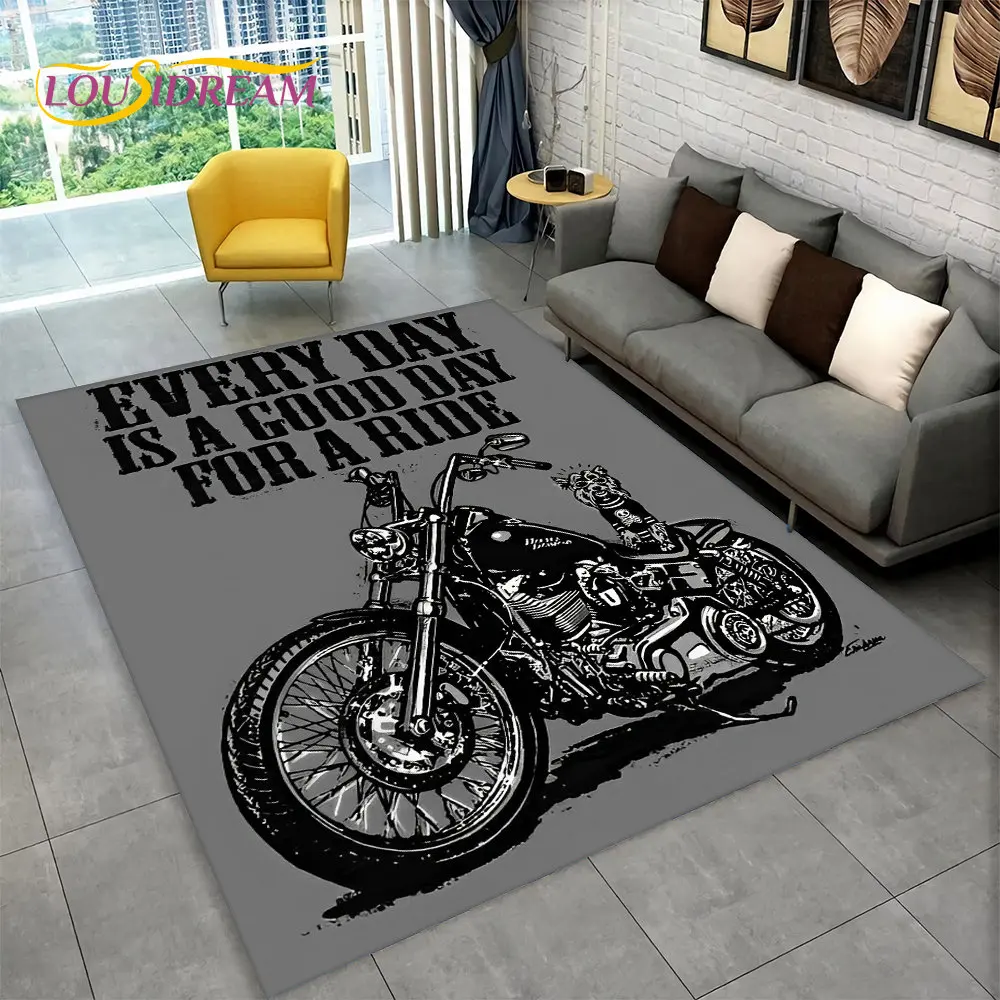 Kids Outdoor Lounge - 3D Retro Vintage Motosiklet Alan Kilim