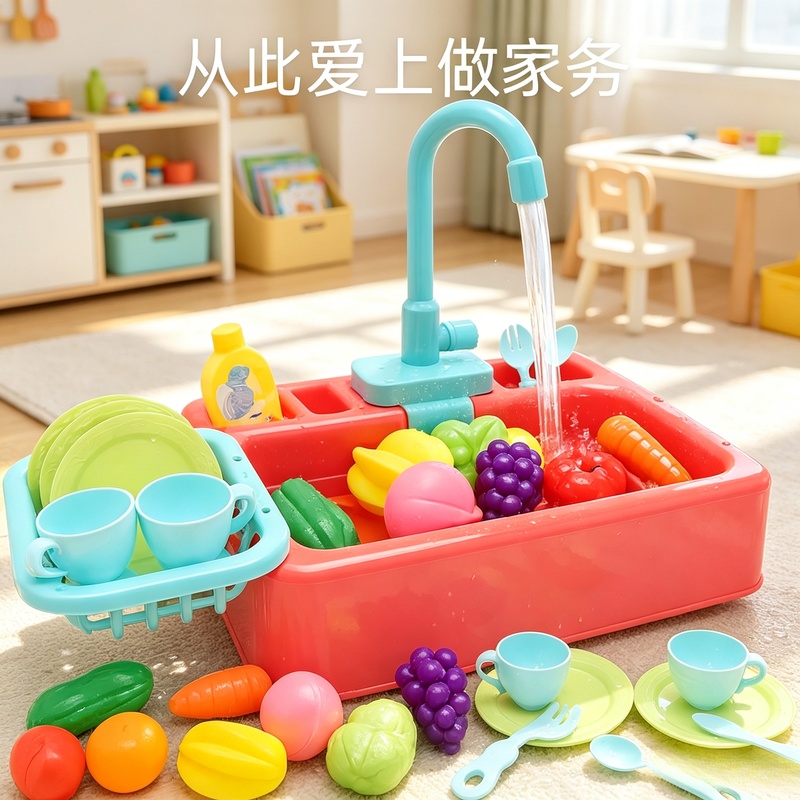 Kids Outdoor Kitchen - Mutfak Oyuncak Plastik Bulaşık Lavabo Seti,