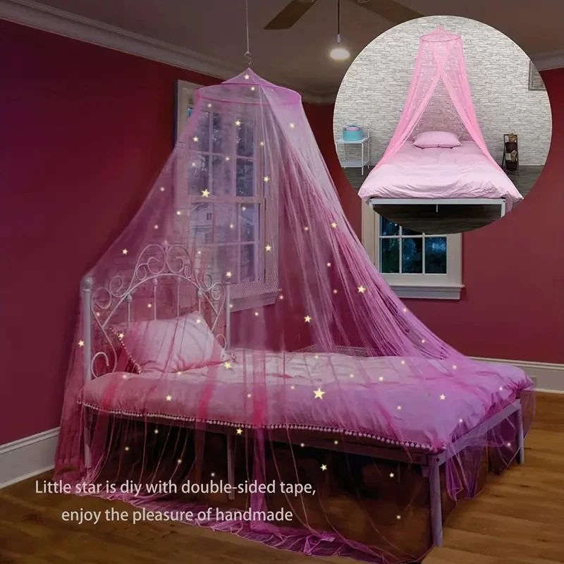 Kids Outdoor Yurt - Kız Çocukları İçin Işıklı Yıldızlı Cibinlik