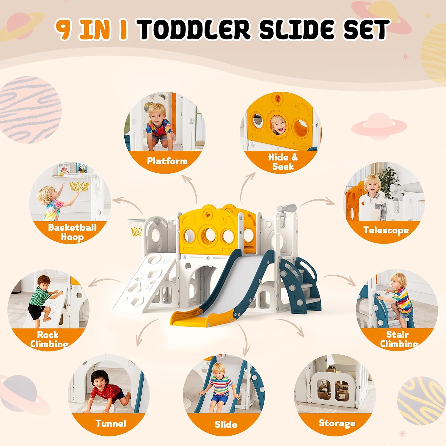 9'u 1 Arada Çocuk Kaydırak Set - Kids Outdoor Basketball Hoop incelemesi ve fiyatı